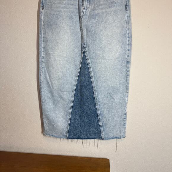 Women's Blank NYC Denim Blue Jean Patchwork Midi Skirt Size 27 NEW - Picture 4 of 10